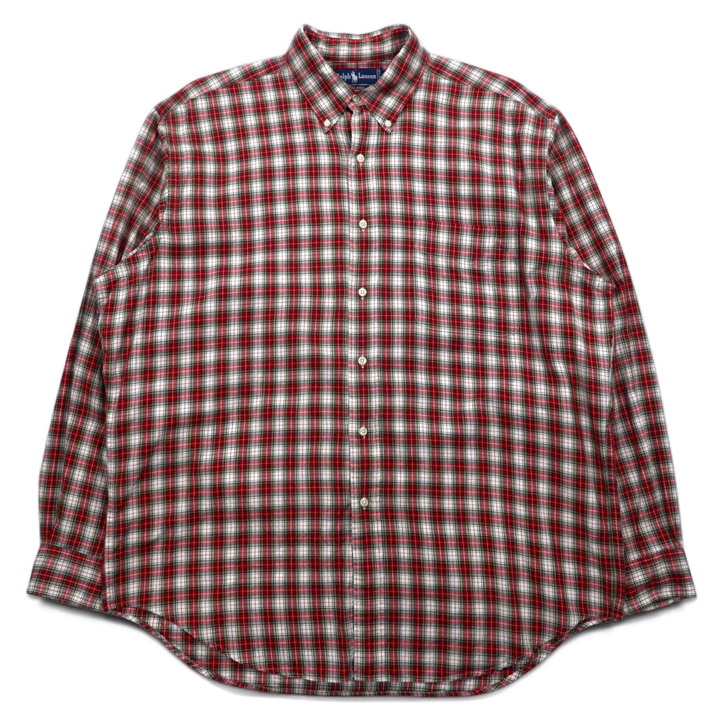Ralph Lauren 90s Button-down Shirt L Red Check BLAIRE Small Pony Embroidery