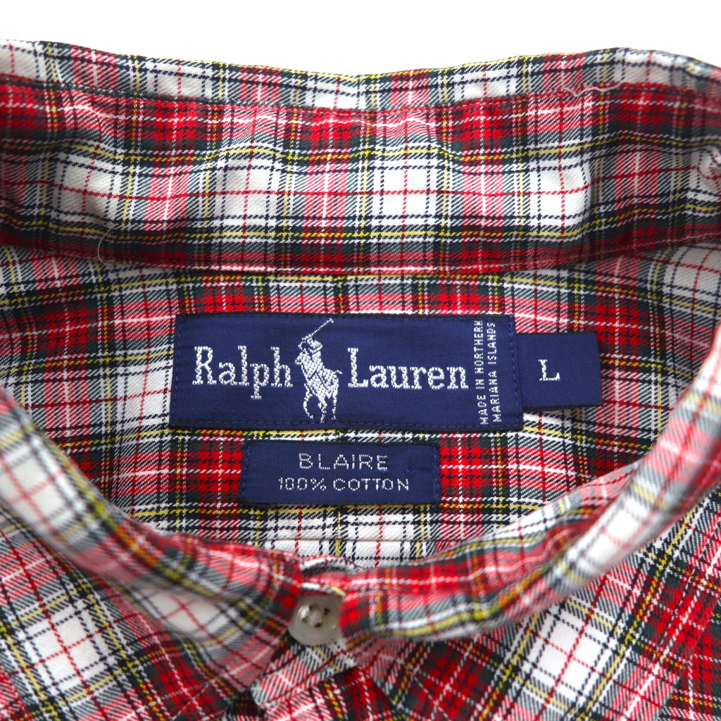 Ralph Lauren 90s Button-down Shirt L Red Check BLAIRE Small Pony Embroidery