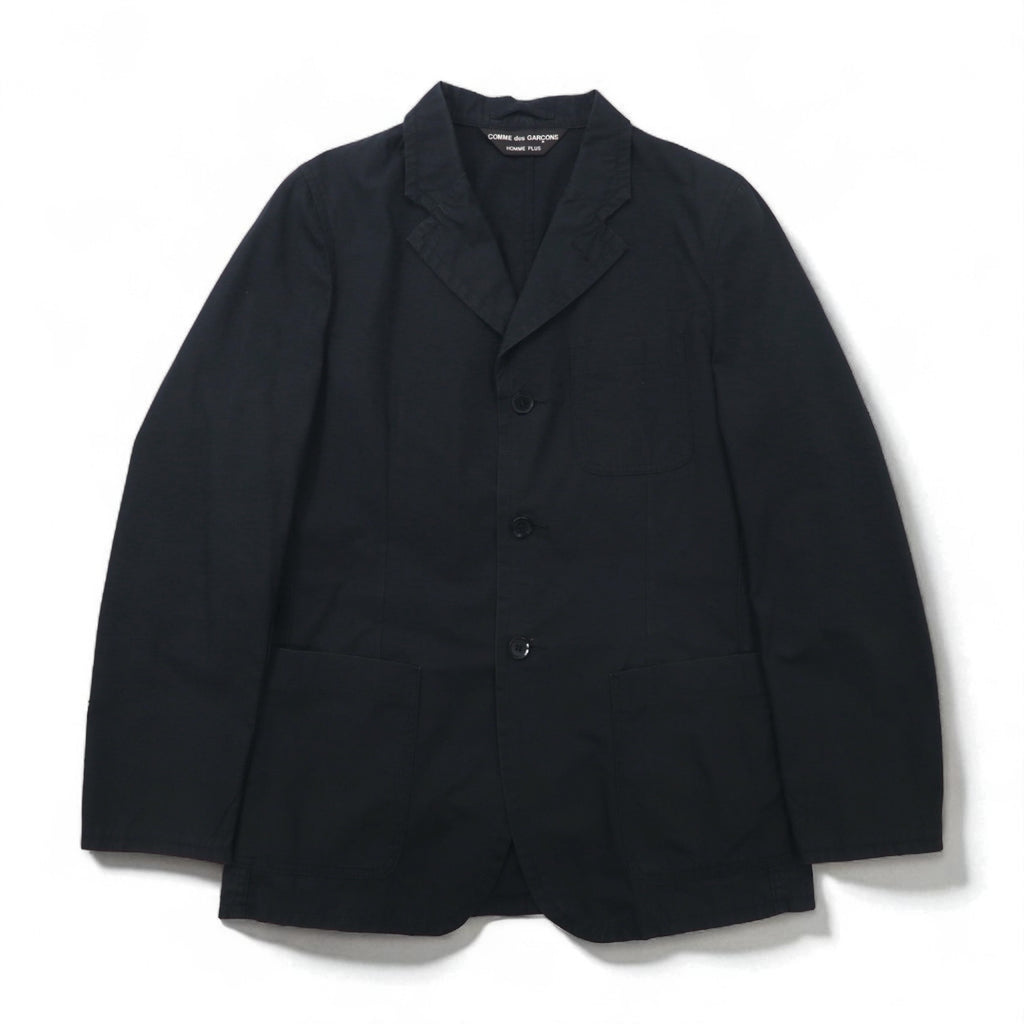 COMME des GARÇONS HOMME PLUS 2000s Simple &amp; Utility Period 3B Tailored Jacket, Size Small, Black, Cotton, PM-J092, Made in Japan