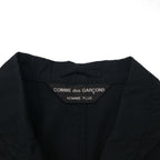 COMME des GARÇONS HOMME PLUS 2000s Simple &amp; Utility Period 3B Tailored Jacket, Size Small, Black, Cotton, PM-J092, Made in Japan