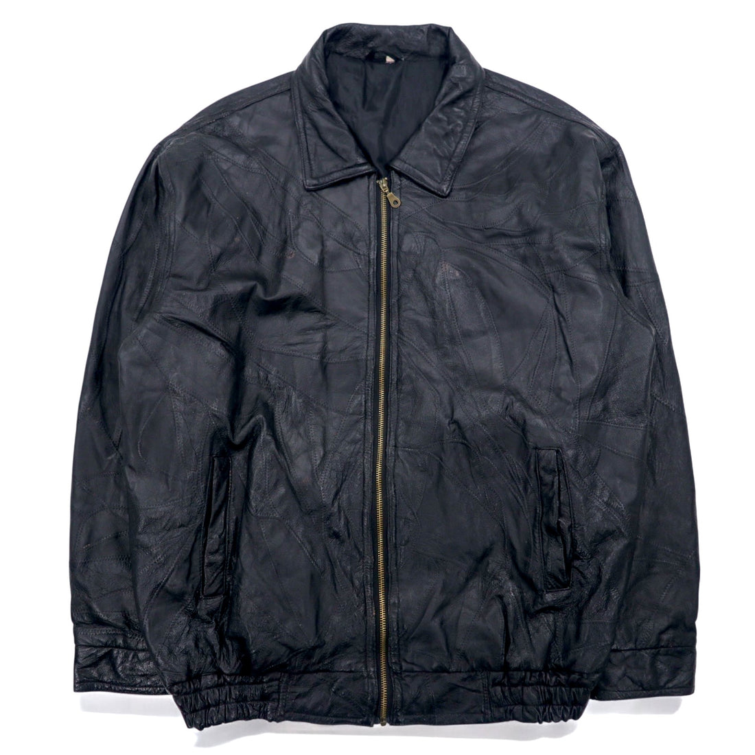 Vintage Leather Patchwork Bomber Jacket Patchwork Leather Jacket Patchwork Jacket XL Black