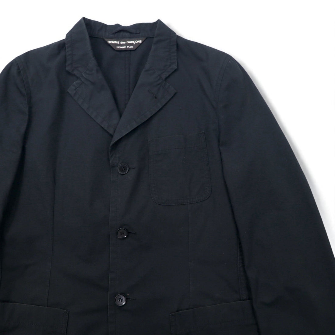 COMME des GARÇONS HOMME PLUS 2000s Simple &amp; Utility Period 3B Tailored Jacket, Size Small, Black, Cotton, PM-J092, Made in Japan