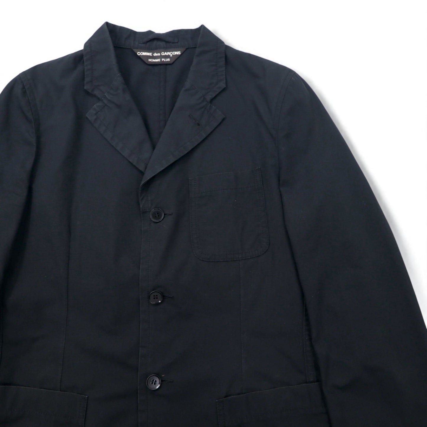 COMME des GARCONS HOMME PLUS 00年代 SIMPLE&UTILITY期 3B テーラードジャケット S ブラック コットン PM-J092 日本製