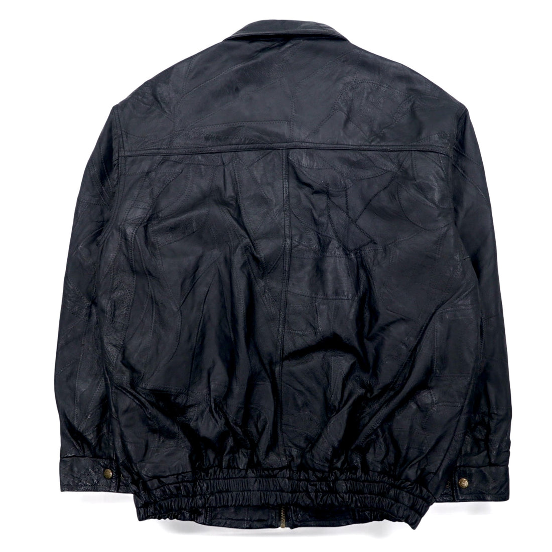 Vintage Leather Patchwork Bomber Jacket Patchwork Leather Jacket Patchwork Jacket XL Black