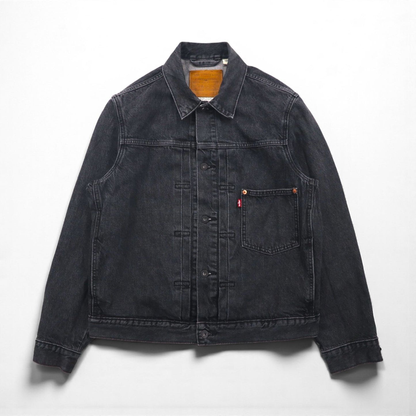 Levi's PREMIUM 1st Type Big E Denim Jacket, Size M, Black, Type 1 Trucker Jacket, Cinch Back, Double Pleats, Relaxed, A3147-0000