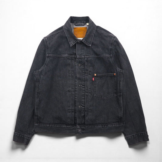Levi's PREMIUM 1stタイプ ビッグE デニムジャケット Gジャン M ブラック TYPE1 TRUCKER JACKET シンチバック ビッグサイズ ダブルプリーツ RELAXED A3147-0000