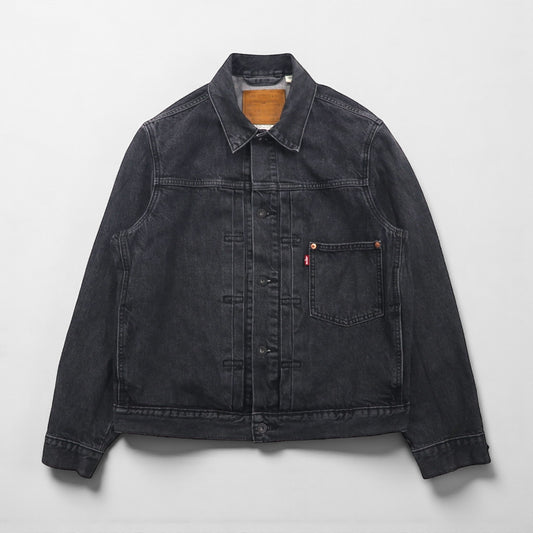 Levi's PREMIUM 1stタイプ ビッグE デニムジャケット Gジャン M ブラック TYPE1 TRUCKER JACKET シンチバック ビッグサイズ ダブルプリーツ RELAXED A3147-0000