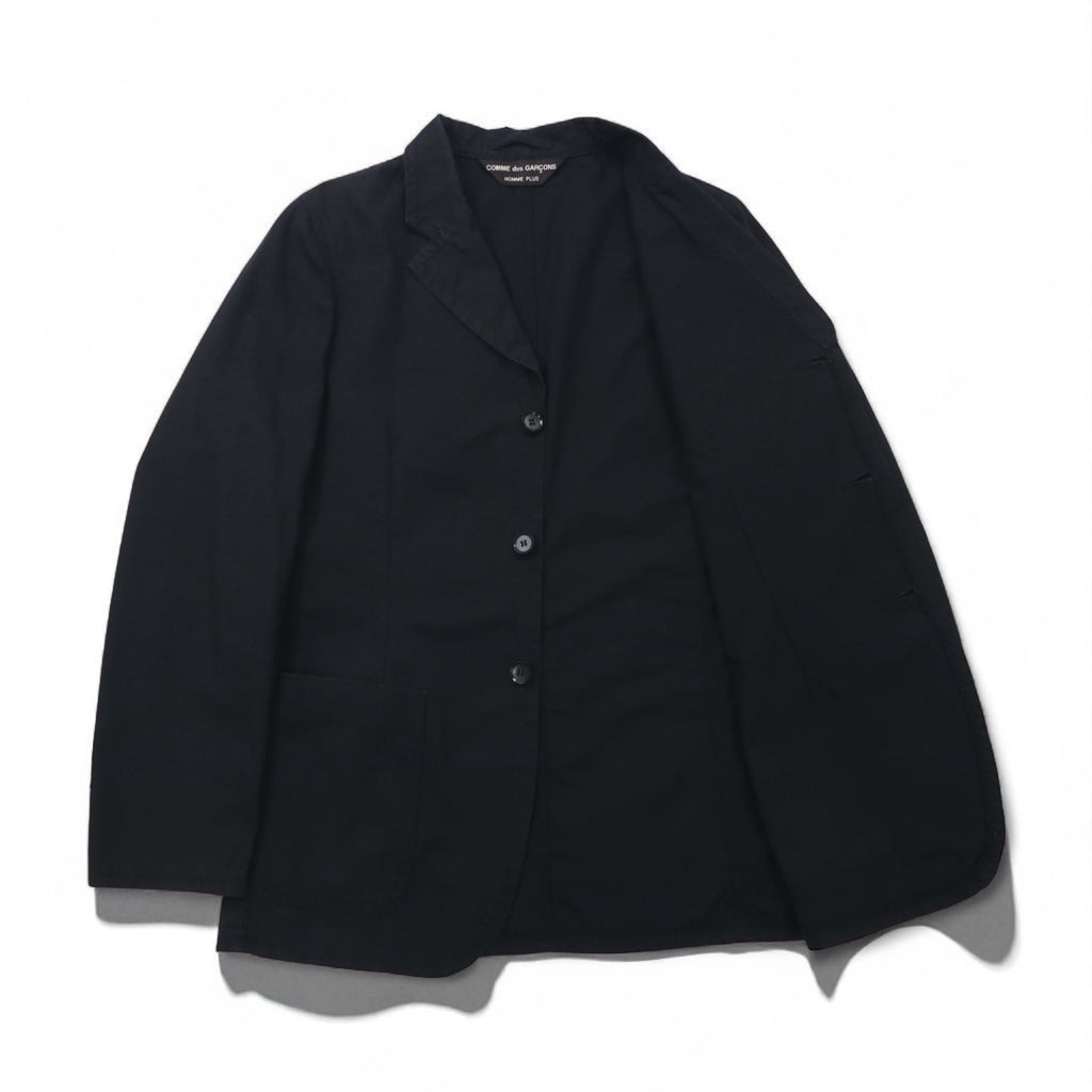 COMME des GARÇONS HOMME PLUS 2000s Simple &amp; Utility Period 3B Tailored Jacket, Size Small, Black, Cotton, PM-J092, Made in Japan