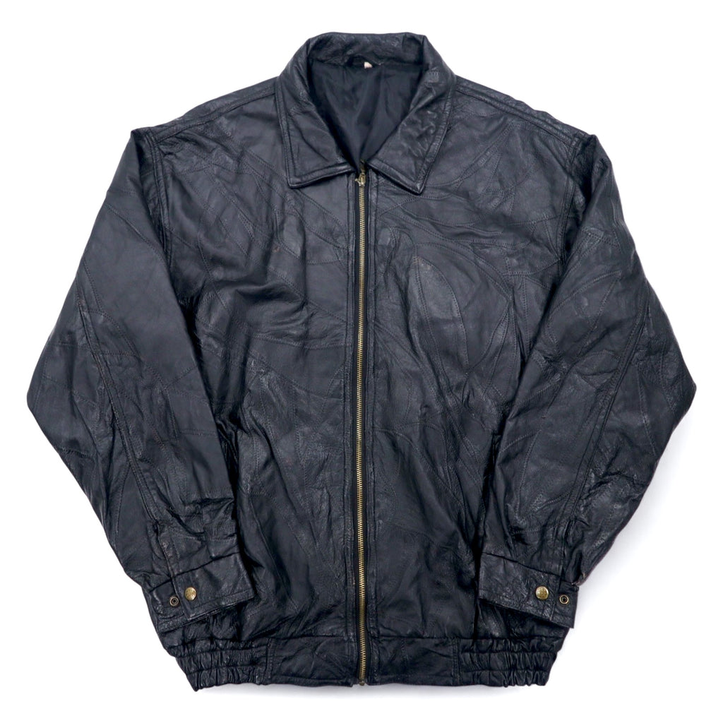 Vintage Leather Patchwork Bomber Jacket Patchwork Leather Jacket Patchwork Jacket XL Black