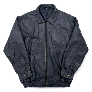 Vintage Leather Patchwork Bomber Jacket パッチワーク レザージャケット ツギハギジャン XL ブラック