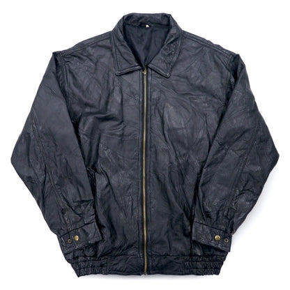 Vintage Leather Patchwork Bomber Jacket パッチワーク レザージャケット ツギハギジャン XL ブラック