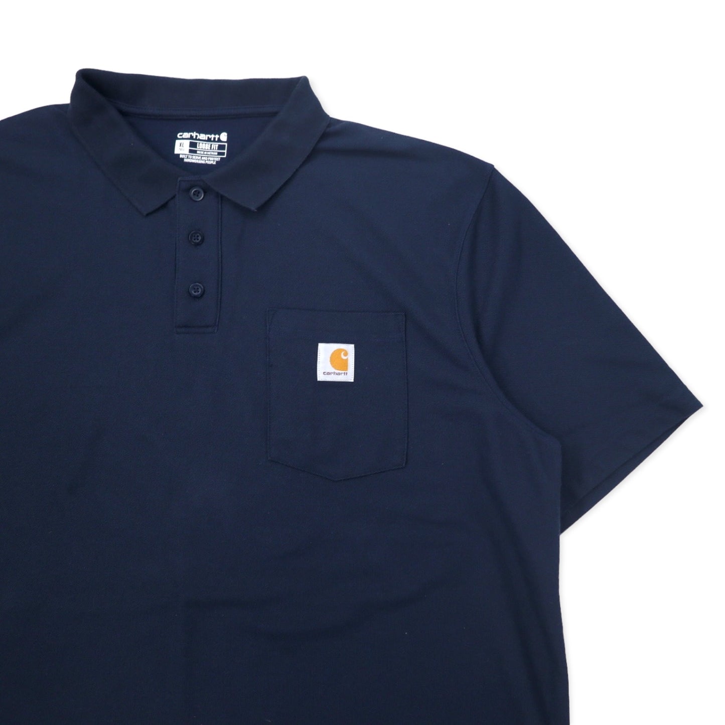 carhartt ルーズフィット ポロシャツ XL ネイビー ポリエステル ワンポイントロゴ