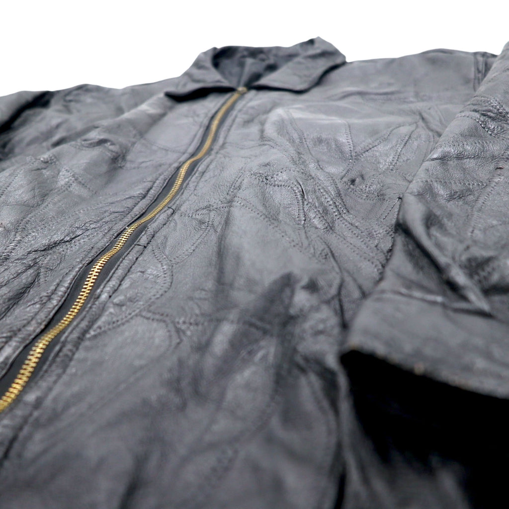 Vintage Leather Patchwork Bomber Jacket Patchwork Leather Jacket Patchwork Jacket XL Black
