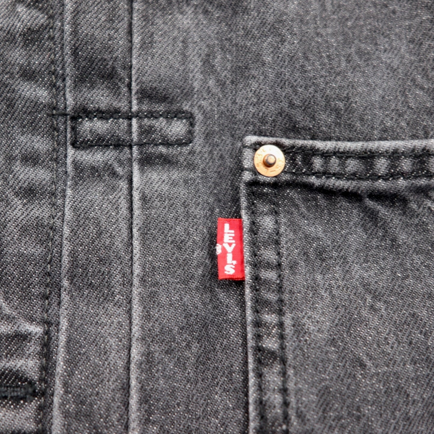Levi's PREMIUM 1st Type Big E Denim Jacket, Size M, Black, Type 1 Trucker Jacket, Cinch Back, Double Pleats, Relaxed, A3147-0000