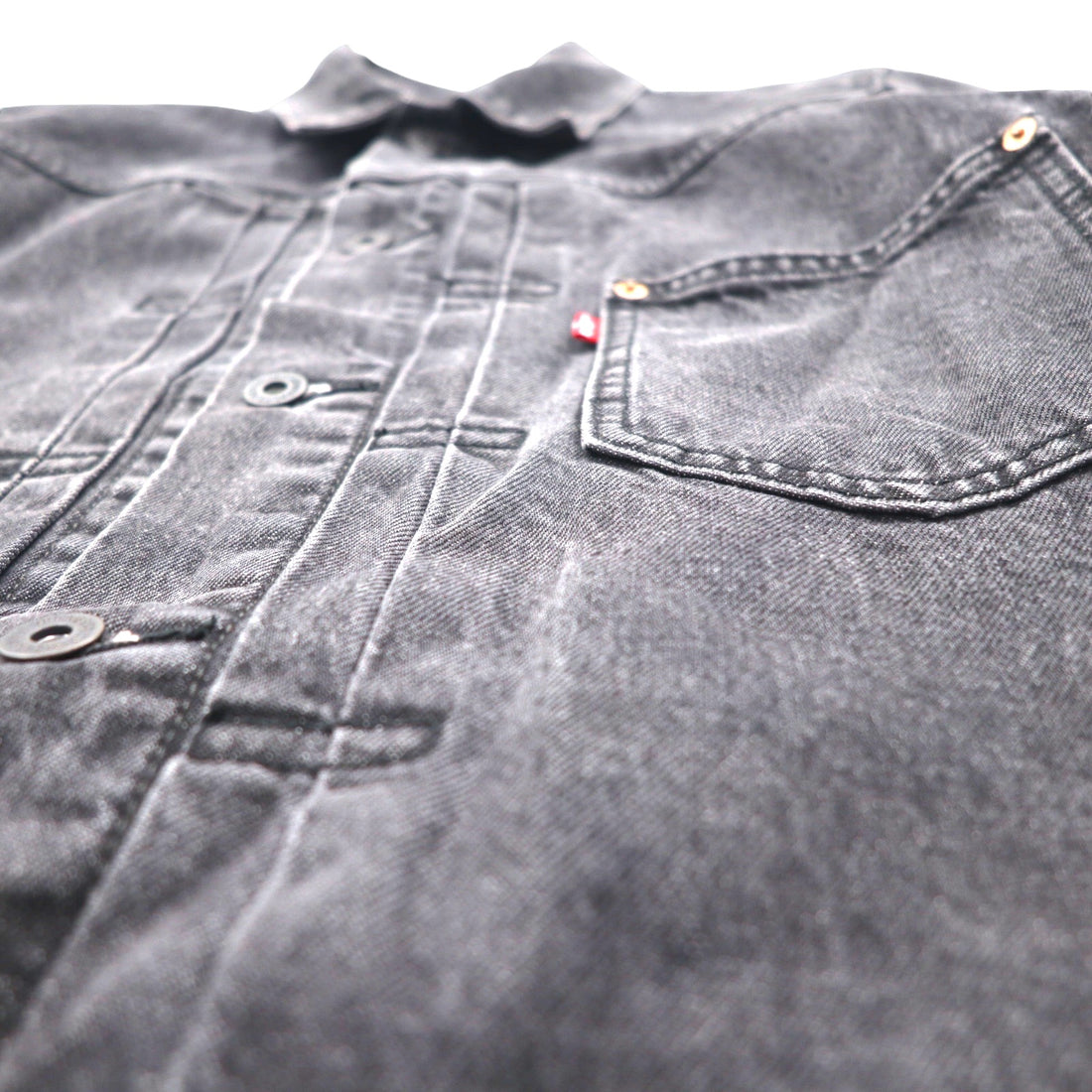Levi's PREMIUM 1stタイプ ビッグE デニムジャケット Gジャン M ブラック TYPE1 TRUCKER JACKET シンチバック ビッグサイズ ダブルプリーツ RELAXED A3174-0000
