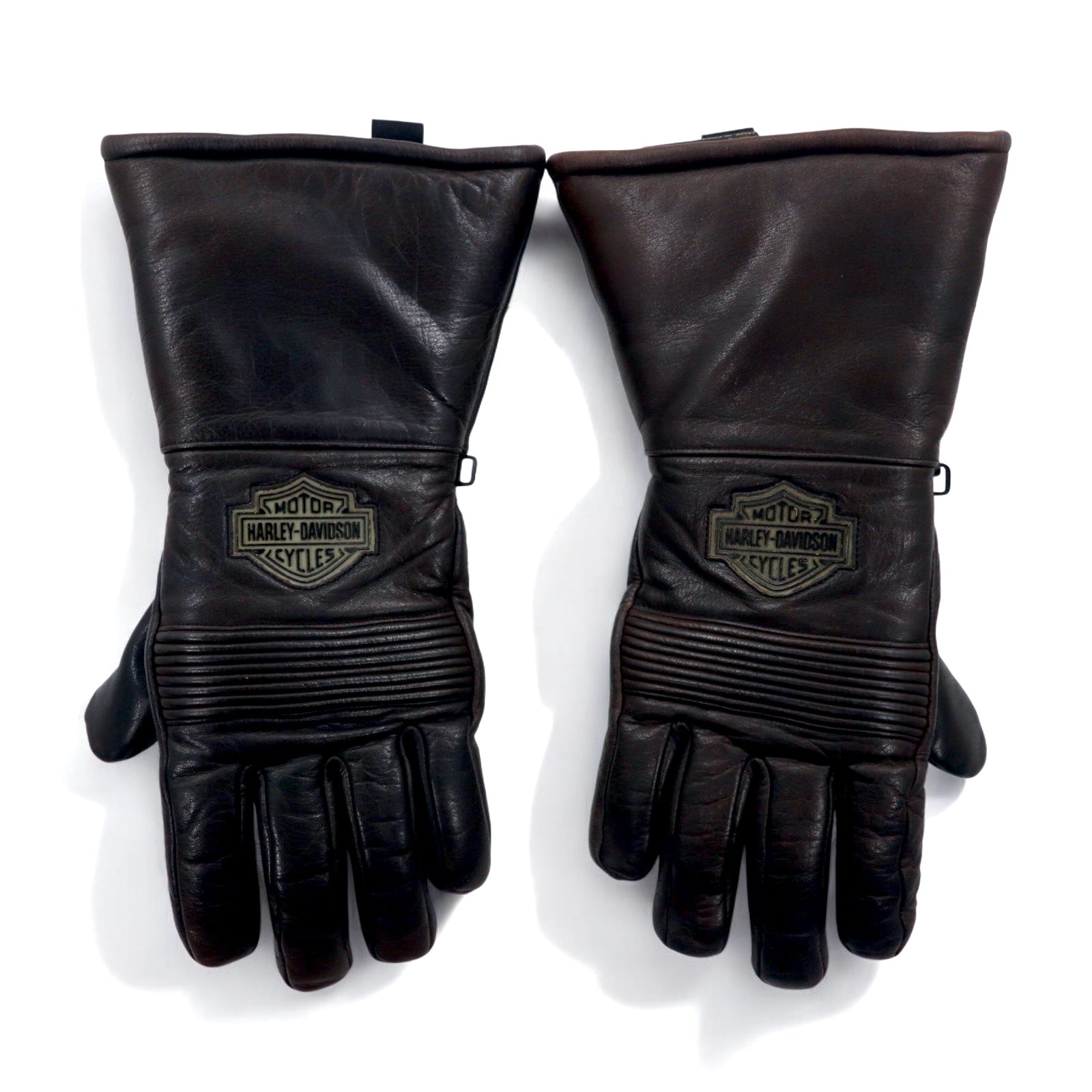HARLEY DAVIDSON Leather Gloves, Medium, Brown, Padded, Biker