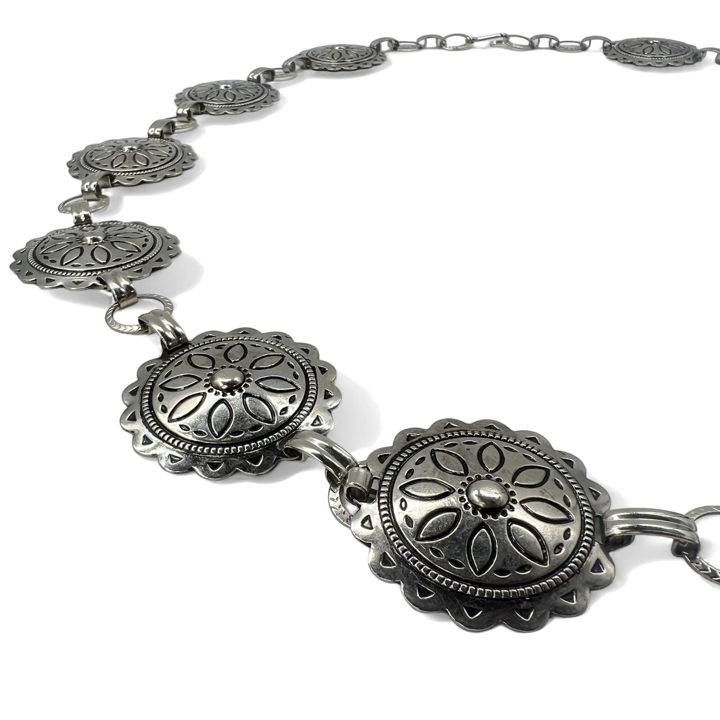 Vintage Silver Concho Necklace Belt ヴィンテージ コンチョ 2WAY ネックレス ベルト 93cm シルバー メタル