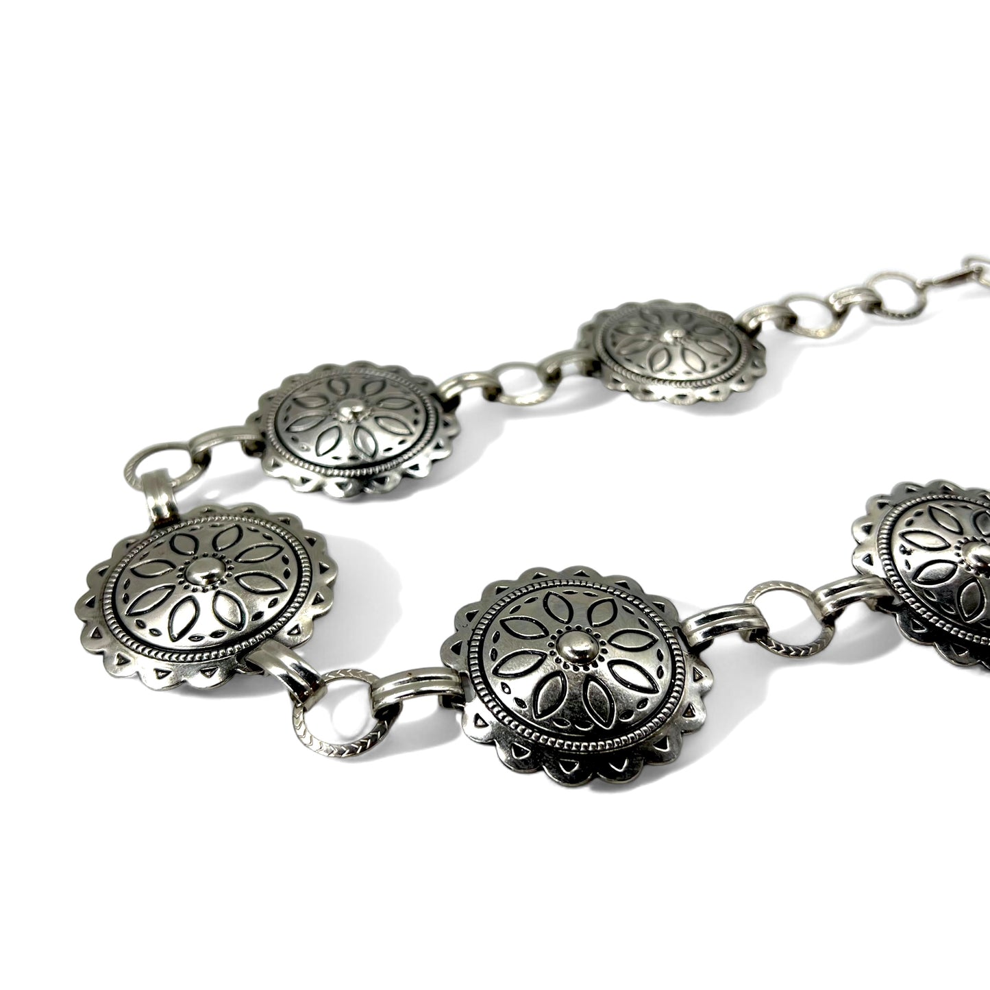 Vintage Silver Concho Necklace Belt ヴィンテージ コンチョ 2WAY ネックレス ベルト 93cm シルバー メタル