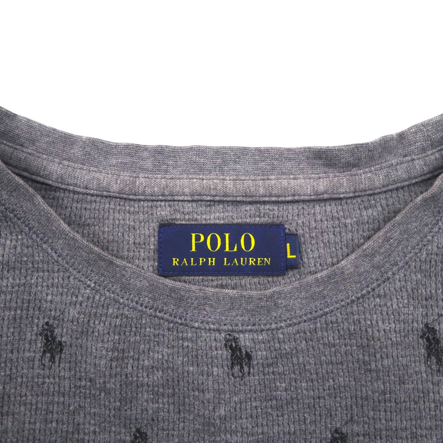Polo Ralph Lauren Thermal Set, Size L, Gray, All-Over Pony Print, Loungewear Pajamas