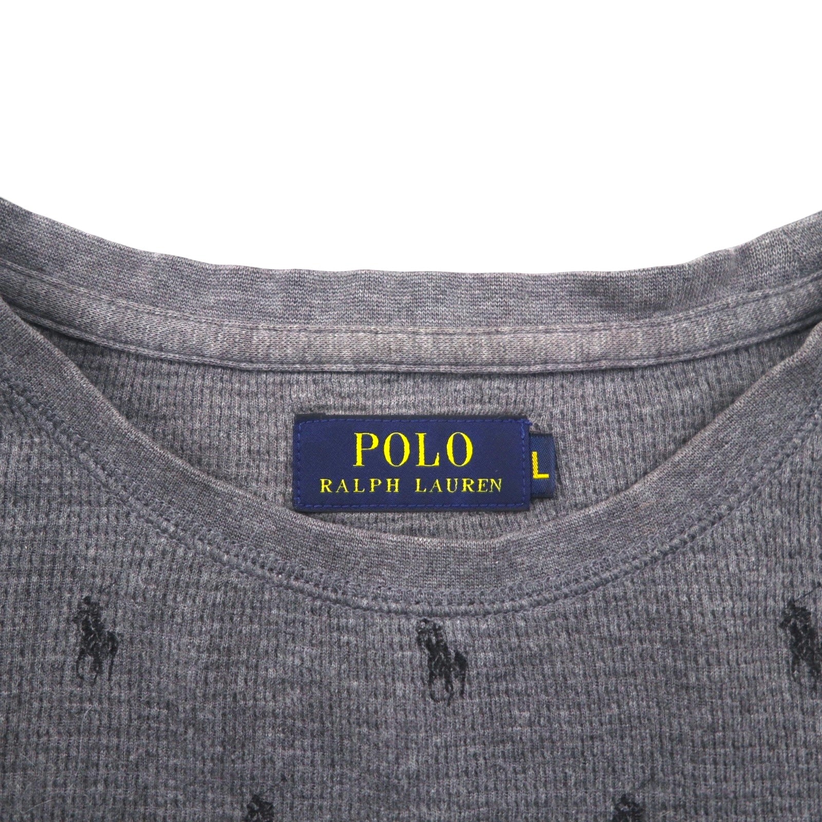 Polo Ralph Lauren Thermal Set, Size L, Gray, All-Over Pony Print, Loungewear Pajamas