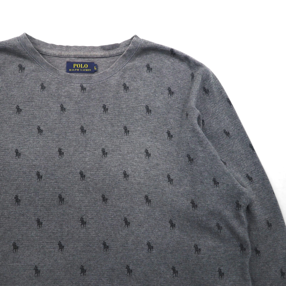 Polo Ralph Lauren Thermal Set, Size L, Gray, All-Over Pony Print, Loungewear Pajamas