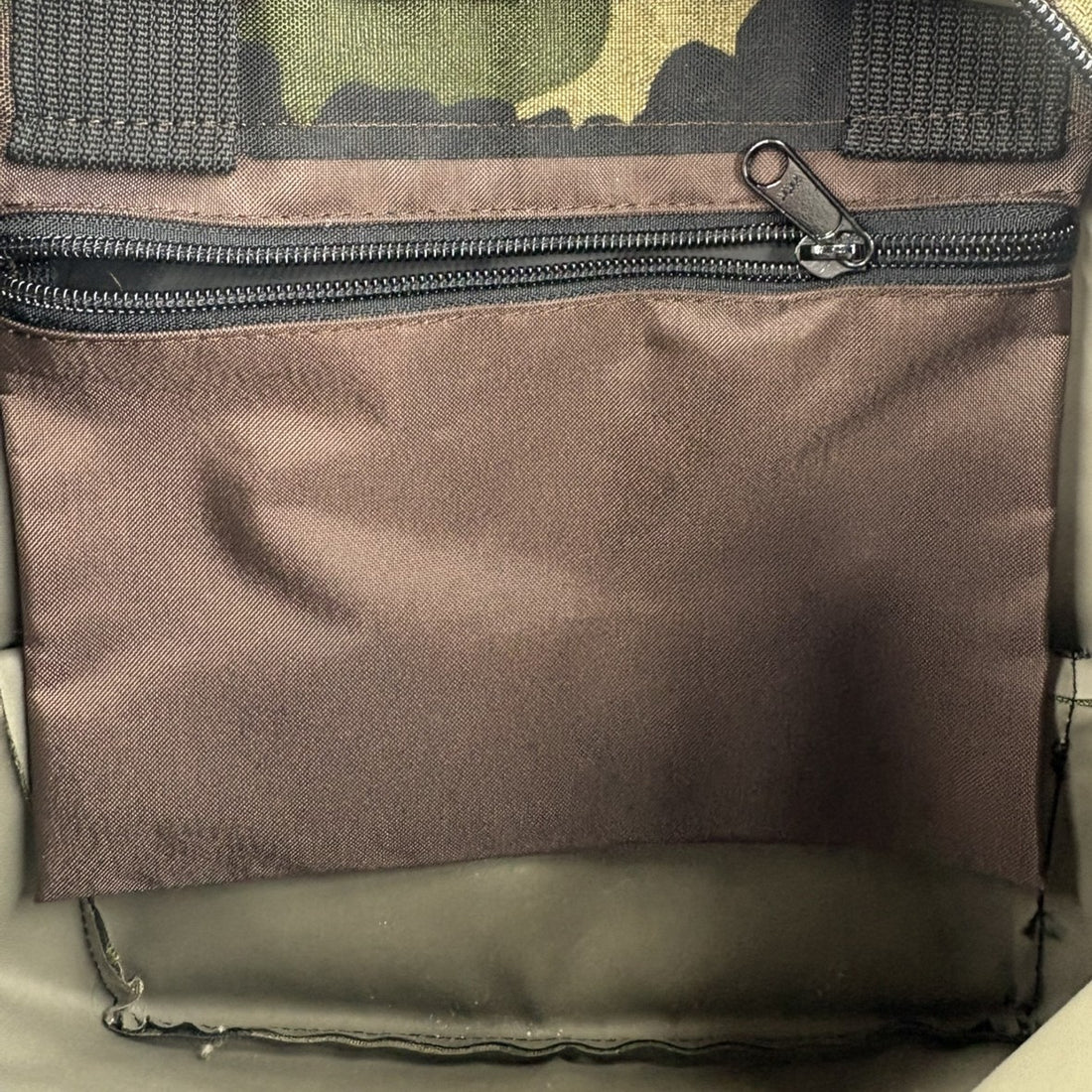 Hervé Chapelier 1027W トートバッグ カーキ グリーン カモフラ 舟形 ジップ 内ポケット