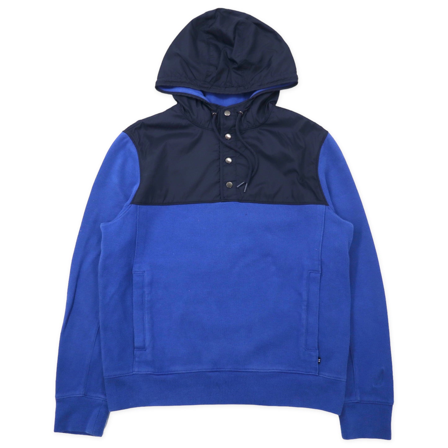 NAUTICA ハーフスナップパーカー L/XL ブルー コットン ナイロン切り替え