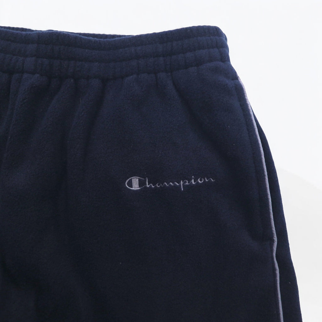 Champion fleece track pants jersey M navy side line one point logo embroidery bar tag