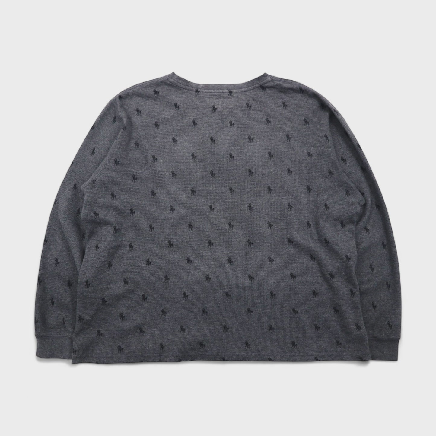 Polo Ralph Lauren Thermal Set, Size L, Gray, All-Over Pony Print, Loungewear Pajamas