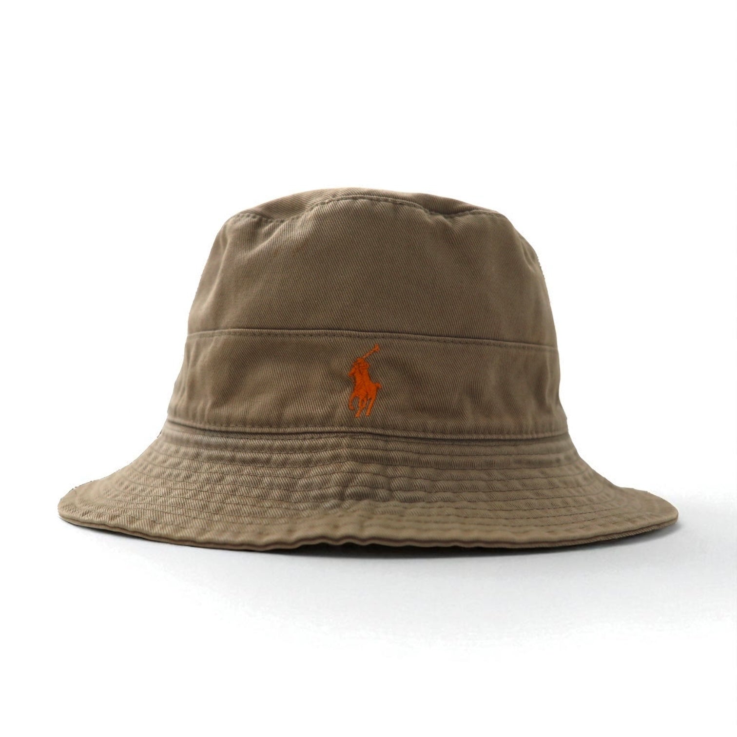 Polo by Ralph Lauren 90s Bucket Hat, Size M, Beige Cotton with Small Pony Embroidery