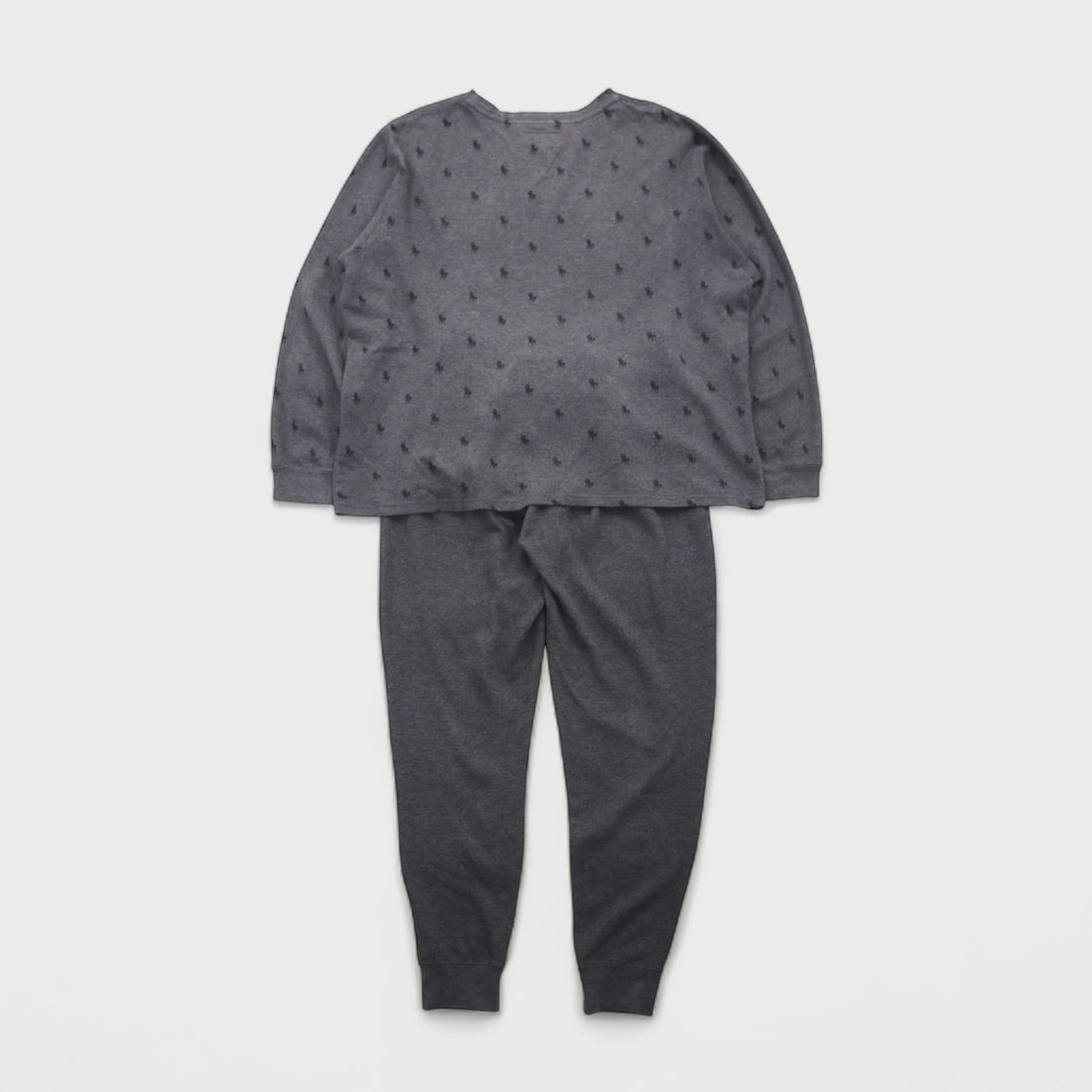 Polo Ralph Lauren Thermal Set, Size L, Gray, All-Over Pony Print, Loungewear Pajamas