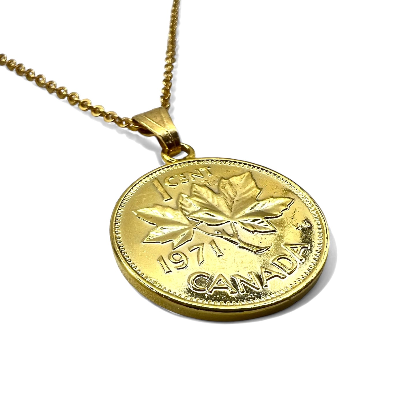 Vintage Canadian Coin Necklace カナダ メープルコイン ネックレス ペンダント 1セント 硬貨 ゴールド エリザベス11世