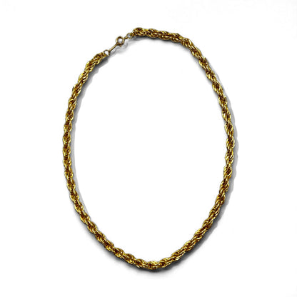 Vintage Gold Plated Necklace, Italian Twisted Chain Necklace, 18K Gold