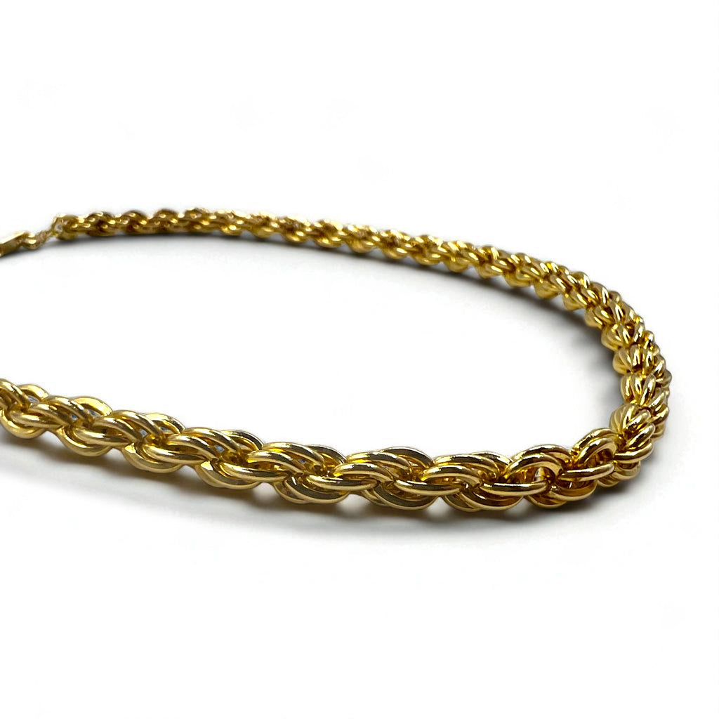 Vintage Gold Plated Necklace, Italian Twisted Chain Necklace, 18K Gold