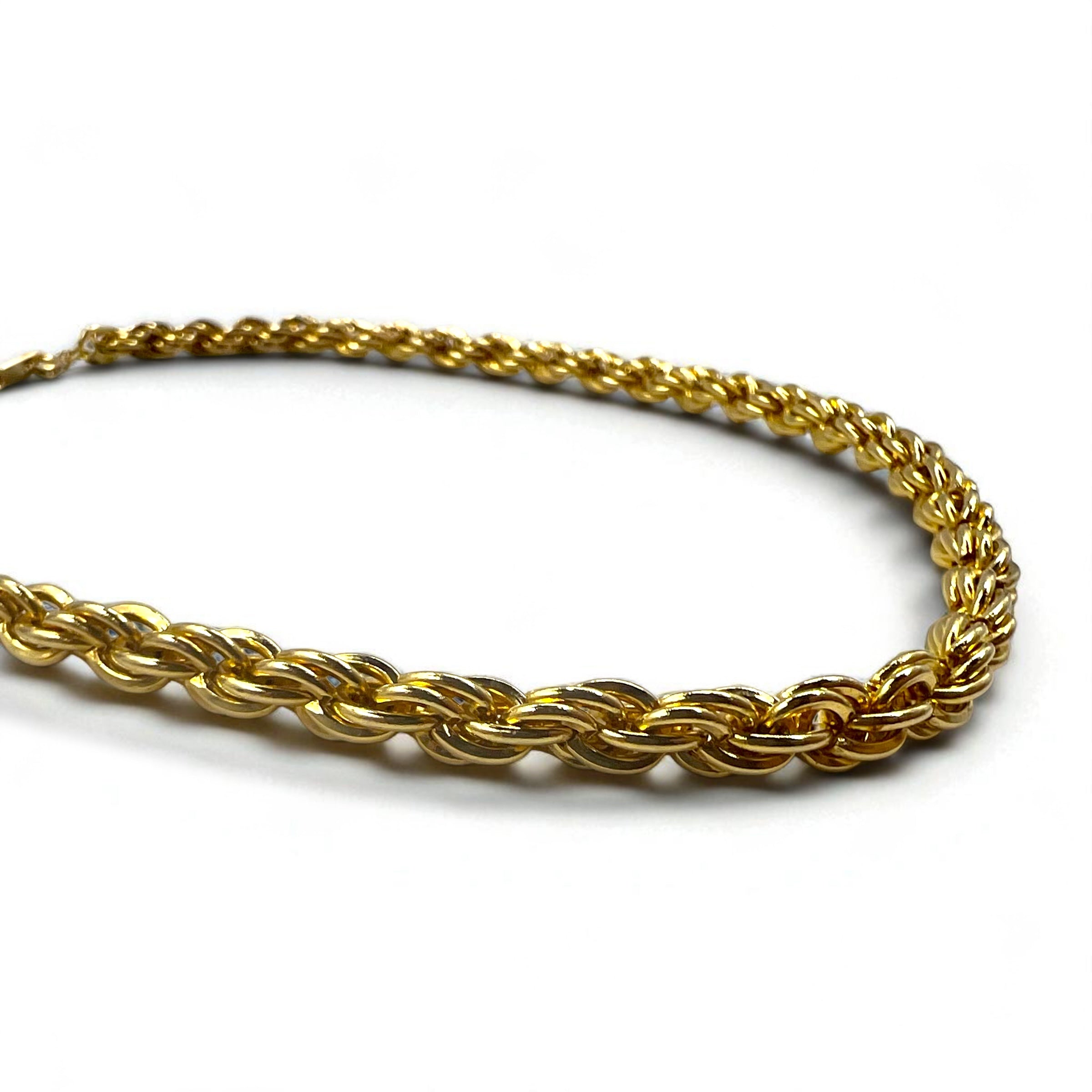 Vintage Gold Plated Necklace, Italian Twisted Chain Necklace, 18K Gold