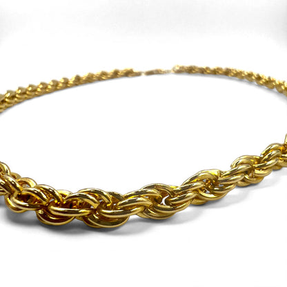 Vintage Gold Plated Necklace, Italian Twisted Chain Necklace, 18K Gold