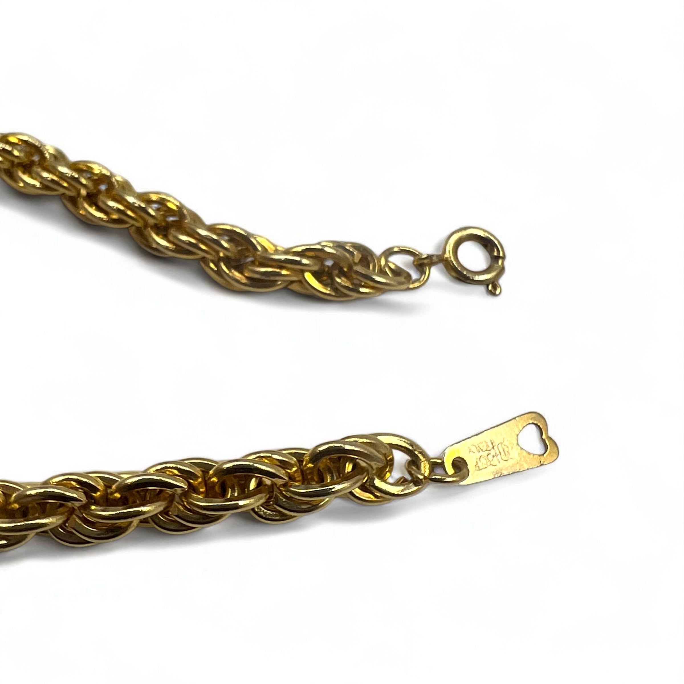 Vintage Gold Plated Necklace, Italian Twisted Chain Necklace, 18K Gold