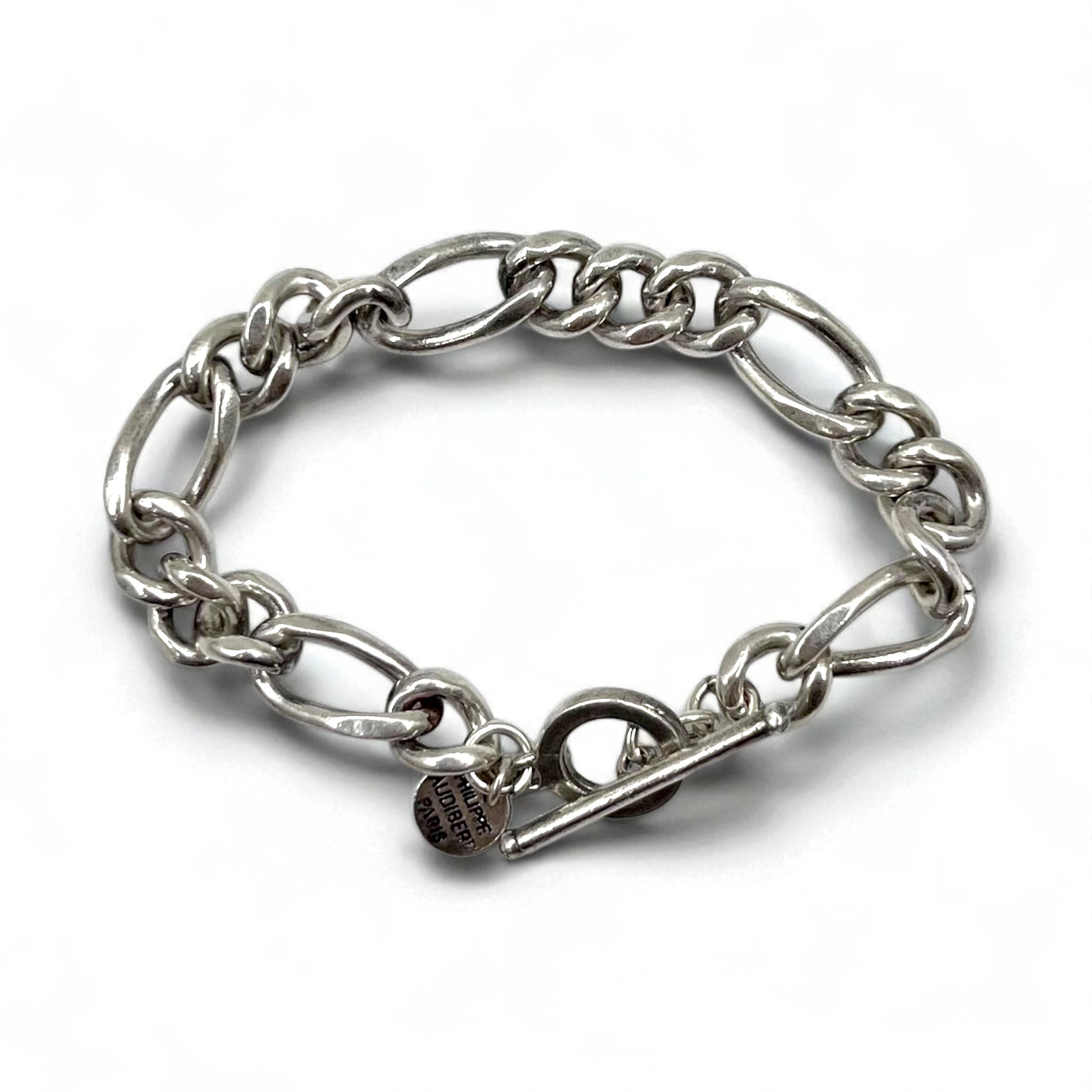 PHILIPPE AUDIBERT Figaro Chain Toggle Bracelet in Silver Metal