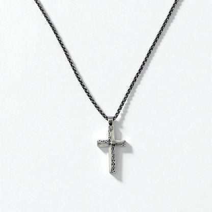 Vintage Silver Cross Necklace, Arabesque Design, Silver 925