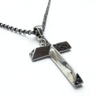 Vintage Silver Cross Necklace, Arabesque Design, Silver 925