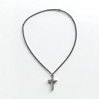 Vintage Silver Cross Necklace, Arabesque Design, Silver 925