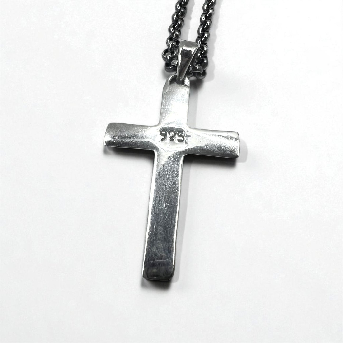 Vintage Silver Cross Necklace, Arabesque Design, Silver 925