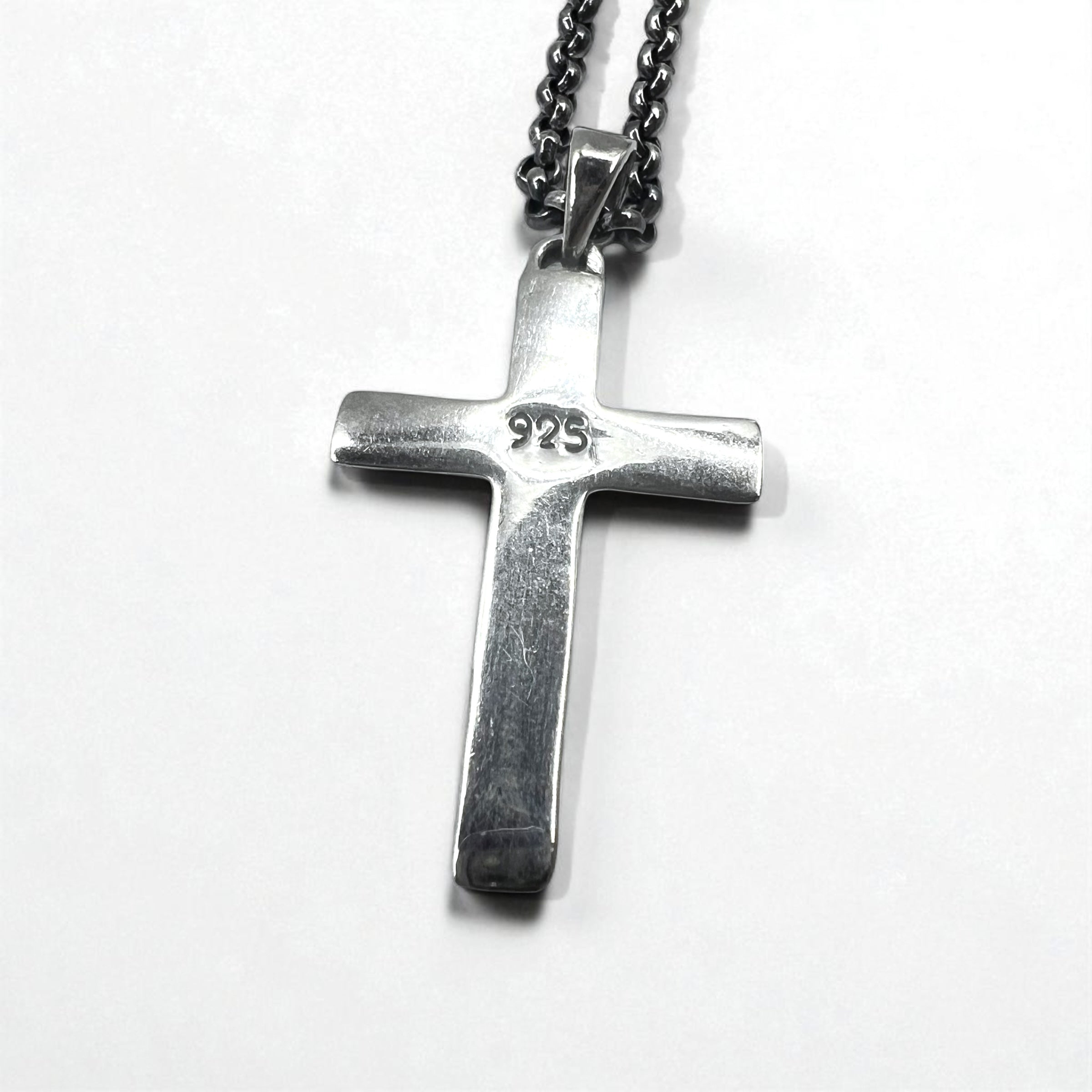 Vintage Silver Cross Necklace, Arabesque Design, Silver 925