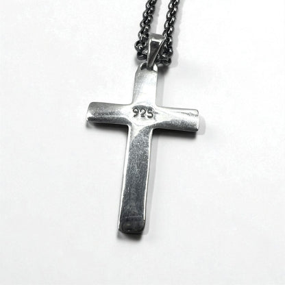 Vintage Silver Cross Necklace, Arabesque Design, Silver 925