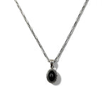 Vintage Silver Black Onyx Necklace, Indian Jewelry, Black Onyx Hopi Chain Necklace Pendant, Silver 925, R Stamp