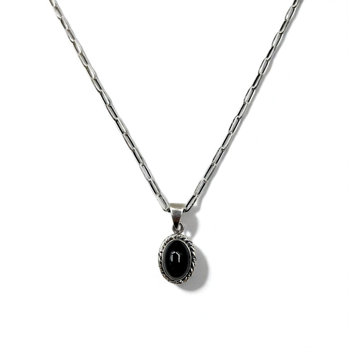 Vintage Silver Black Onyx Necklace インディアンジュエリー ブラックオニキス ホピチェーン ネックレス ペンダント シルバー 925 R刻印