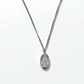 Vintage Virgin Mary Medal Silver Necklace, Virgin Mary Oval Coin Necklace, 925 Silver, Italy, with Curb Chain