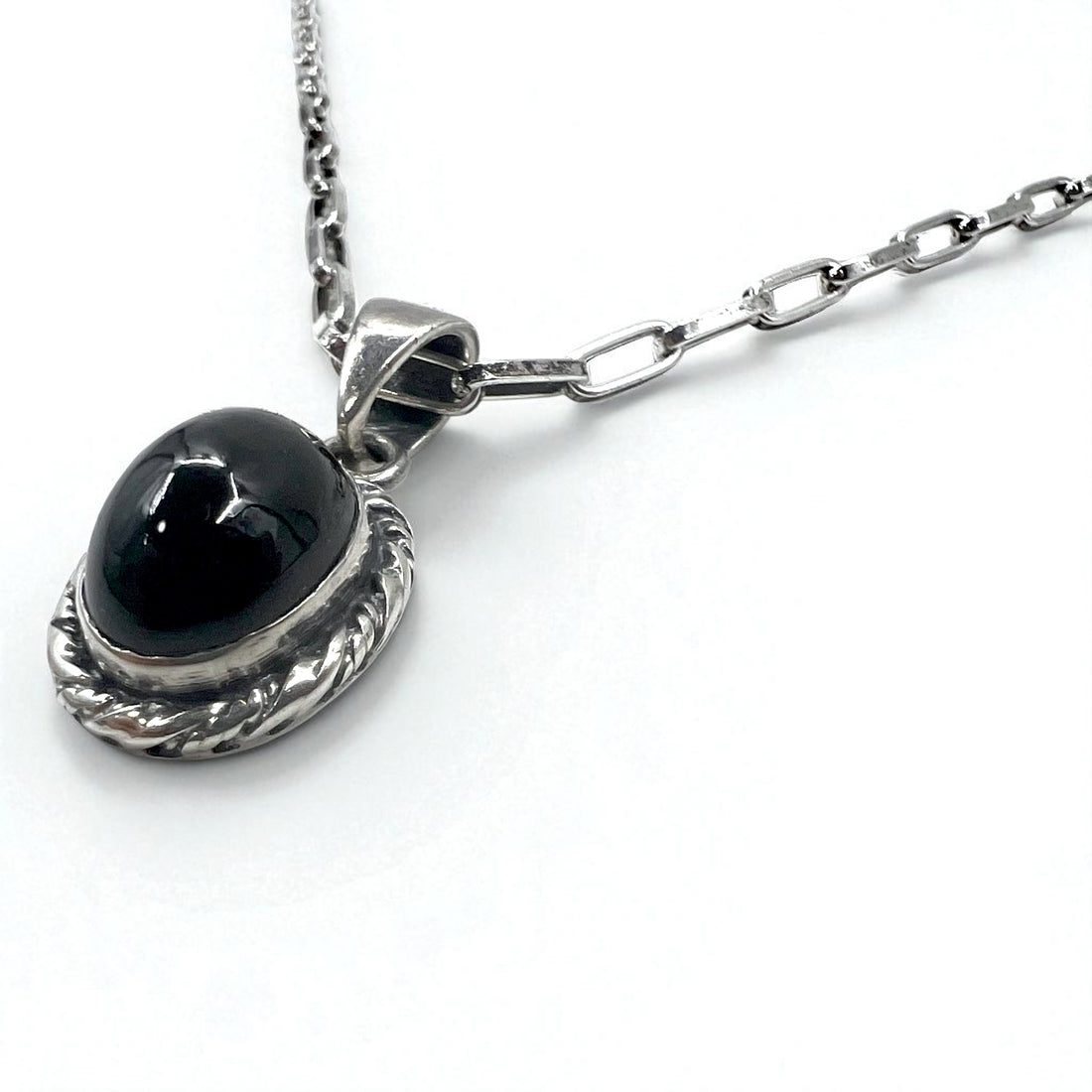 Vintage Silver Black Onyx Necklace インディアンジュエリー ブラックオニキス ホピチェーン ネックレス ペンダント シルバー 925 R刻印