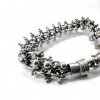 Vintage Silver Bracelet DNA Spike Chain Bracelet in 925 Sterling Silver with Hook