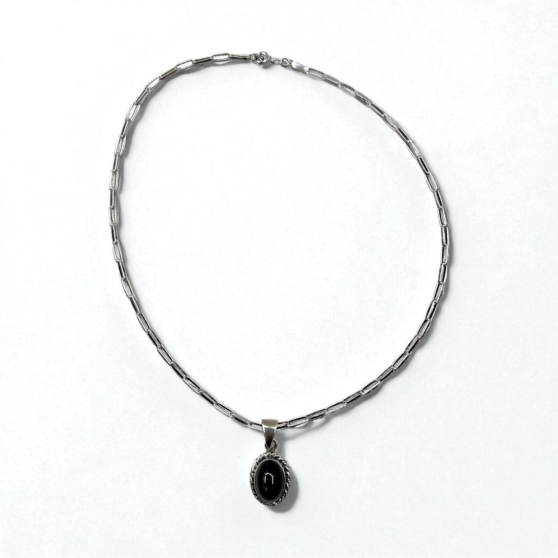 Vintage Silver Black Onyx Necklace インディアンジュエリー ブラックオニキス ホピチェーン ネックレス ペンダント シルバー 925 R刻印